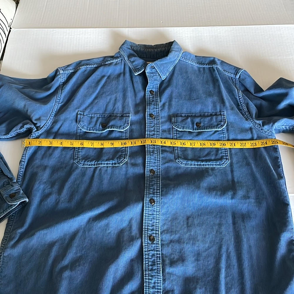LL BEAN blue corduroy long sleeve button down shirt men’s size Large regular - Picture 10 of 13